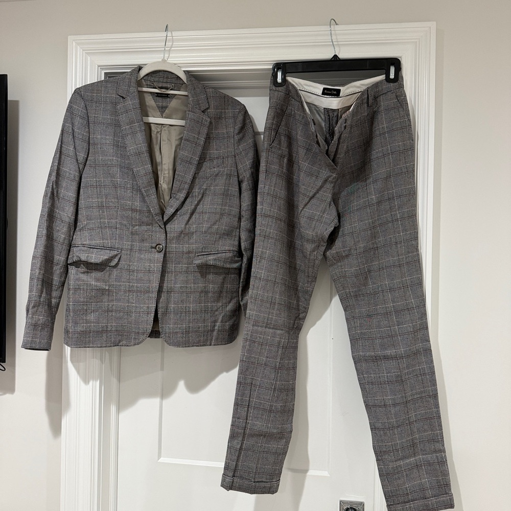 Massimo Dutti Gray Plaid Women's Blazer & Trousers